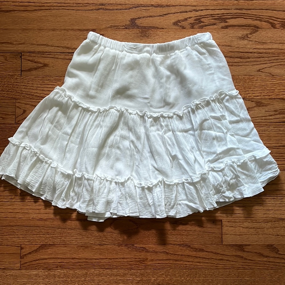 Polly 3-Tiered White Mini Skirt (10)